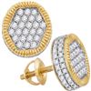 Image 1 : 1.1 CTW Mens Diamond Circle 3D Cluster Stud Earrings 10KT Yellow Gold - REF-67Y4X