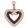 Image 1 : 0.25 CTW Red Color Diamond Heart Love Pendant 10KT Rose Gold - REF-26F9N