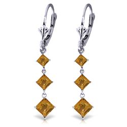 Genuine 4.79 ctw Citrine Earrings Jewelry 14KT White Gold - REF-50M2T