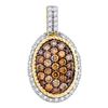 Image 1 : 0.96 CTW Cognac-brown Color Diamond Oval Rope Cluster Pendant 10KT Yellow Gold - REF-57M2H