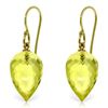 Image 1 : Genuine 18 ctw Quartz Lemon Earrings Jewelry 14KT Yellow Gold - REF-22M2T