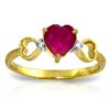Image 1 : Genuine 1.01 ctw Ruby & Diamond Ring Jewelry 14KT Yellow Gold - REF-43H2X