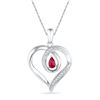 Image 1 : 0.05 CTW Pear Created Ruby Diamond Heart Pendant 10KT White Gold - REF-18F2N