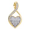 Image 1 : 0.10 CTW Diamond Heart Cluster Pendant 10KT Yellow Gold - REF-7K4W