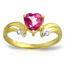 Genuine 0.96 ctw Pink Topaz & Diamond Ring Jewelry 14KT Yellow Gold - REF-42X2M