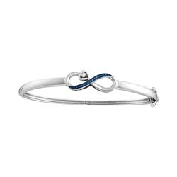 0.05 CTW Blue Color Diamond Infinity Bangle Bracelet 10KT White Gold - REF-43H4M