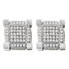 Image 1 : 0.28 CTW Mens Pave-set Diamond 3D Cube Square Cluster Earrings 10KT White Gold - REF-19M4H