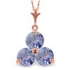 Genuine 0.75 ctw Tanzanite Necklace Jewelry 14KT Rose Gold - REF-23T2A