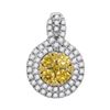 Image 1 : 1.02 CTW Yellow Diamond Circle Cluster Pendant 14KT White Gold - REF-104K9W