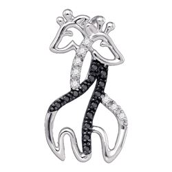 0.10 CTW Black Color Diamond Animal Pendant 10KT White Gold - REF-8H9M