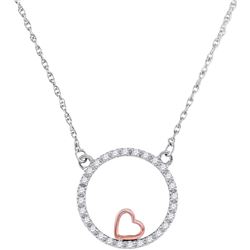 0.15 CTW Diamond Heart Circle Pendant 10KT Two-tone Gold - REF-16F4N
