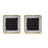 Image 1 : 0.23 CTW Mens Black Color Diamond Square Cluster Earrings 10KT Yellow Gold - REF-14F9N