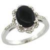 Image 1 : Natural 1.89 ctw Onyx & Diamond Engagement Ring 10K White Gold - REF-27A3V