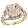 Image 1 : Natural 3.58 ctw morganite & Diamond Engagement Ring 14K Yellow Gold - REF-130A2V