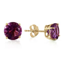 Genuine 3.1 ctw Amethyst Earrings Jewelry 14KT Yellow Gold - REF-23A9K