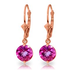 Genuine 3.1 ctw Pink Topaz Earrings Jewelry 14KT Rose Gold - REF-34W3Y