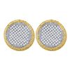 Image 1 : 1.02 CTW Pave-set Diamond Circle Cluster Stud Earrings 10KT Yellow Gold - REF-59W9K