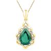 Image 1 : 3.41 CTW Pear Created Emerald Solitaire Diamond Pendant 10KT Yellow Gold - REF-22H4M