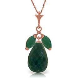 Genuine 9.3 ctw Green Sapphire Corundum & Emerald Necklace Jewelry 14KT Rose Gold - REF-30N2R