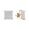 Image 1 : 0.50 CTWDiamond Square Cluster Earrings 10KT Yellow Gold - REF-40F4N