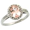 Natural 1.24 ctw Morganite & Diamond Engagement Ring 14K White Gold - REF-37R8Z