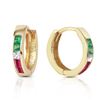 Genuine 1.28 ctw Emerald, White Topaz & Ruby Earrings Jewelry 14KT Yellow Gold - REF-39W2Y