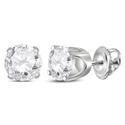 1.03 CTW Diamond Solitaire Stud Earrings 14KT White Gold - REF-116M2H