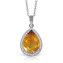 Genuine 3.66 ctw Citrine & Diamond Necklace Jewelry 14KT White Gold - REF-70F3Z