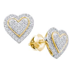 0.25 CTW Diamond Heart Screwback Earrings 10KT Yellow Gold - REF-19H4M