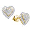 Image 1 : 0.25 CTW Diamond Heart Screwback Earrings 10KT Yellow Gold - REF-19H4M