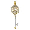 Image 1 : 0.50 CTWDiamond Circle Handle Antique-style Key Pendant 10KT Yellow Gold - REF-52Y4X