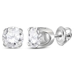 1.42 CTW Diamond Solitaire Stud Earrings 14KT White Gold - REF-322W4K