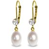 Image 1 : Genuine 8.03 ctw Pearl & Diamond Earrings Jewelry 14KT Yellow Gold - REF-25T9A