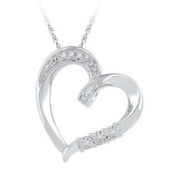 0.03 CTW Diamond Heart Love Pendant 10KT White Gold - REF-14Y9X