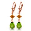 Image 1 : Genuine 4.5 ctw Peridot & Citrine Earrings Jewelry 14KT Rose Gold - REF-41F4Z