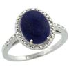 Image 1 : Natural 2.52 ctw Lapis & Diamond Engagement Ring 10K White Gold - REF-23V2F