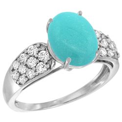 Natural 2.75 ctw turquoise & Diamond Engagement Ring 14K White Gold - REF-65Y2X
