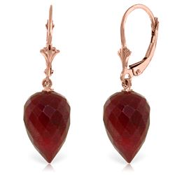 Genuine 26.1 ctw Ruby Earrings Jewelry 14KT Rose Gold - REF-37W8Y