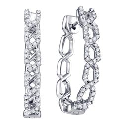 0.50 CTWDiamond Woven Hoop Earrings 10KT White Gold - REF-52Y4X