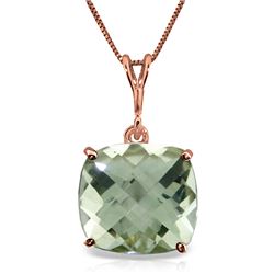 Genuine 3.6 ctw Green Amethyst Necklace Jewelry 14KT Rose Gold - REF-28H9X