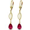 Image 1 : Genuine 3.5 ctw Ruby Earrings Jewelry 14KT Yellow Gold - REF-55Z3N