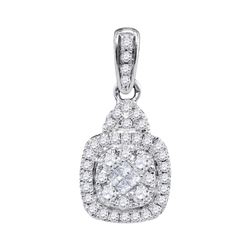 0.44 CTW Princess Diamond Square Cluster Pendant 14KT White Gold - REF-44M9H