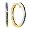 Image 1 : 0.10 CTW Blue Color Diamond Hoop Earrings 10KT Yellow Gold - REF-12X2Y