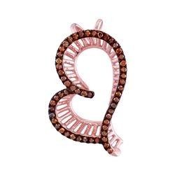 0.15 CTW Red Color Diamond Heart Pendant 10KT Rose Gold - REF-18W2K