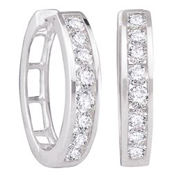 0.25 CTW Diamond Hoop Earrings 14KT White Gold - REF-26H3M