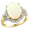 Image 1 : Natural 5.89 ctw opal & Diamond Engagement Ring 14K Yellow Gold - REF-90X7A
