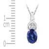 Image 2 : 0.86 CTW Oval Created Blue Sapphire Solitaire Diamond Pendant 10KT White Gold - REF-6W2K