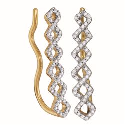 0.25 CTW Diamond Symmetrical Climber Earrings 10KT Yellow Gold - REF-24H2M