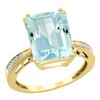 Image 1 : Natural 5.42 ctw Aquamarine & Diamond Engagement Ring 14K Yellow Gold - REF-94F2N