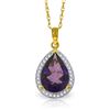 Genuine 3.41 ctw Amethyst & Diamond Necklace Jewelry 14KT Yellow Gold - REF-69Z6N